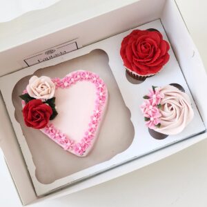 Floral Buttercream Heart Cake & Cupcake Set