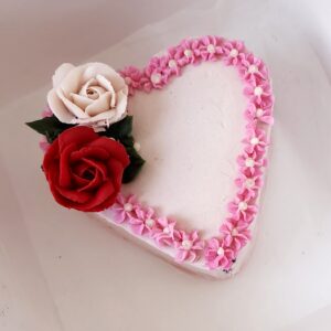 Floral Buttercream Heart Cake